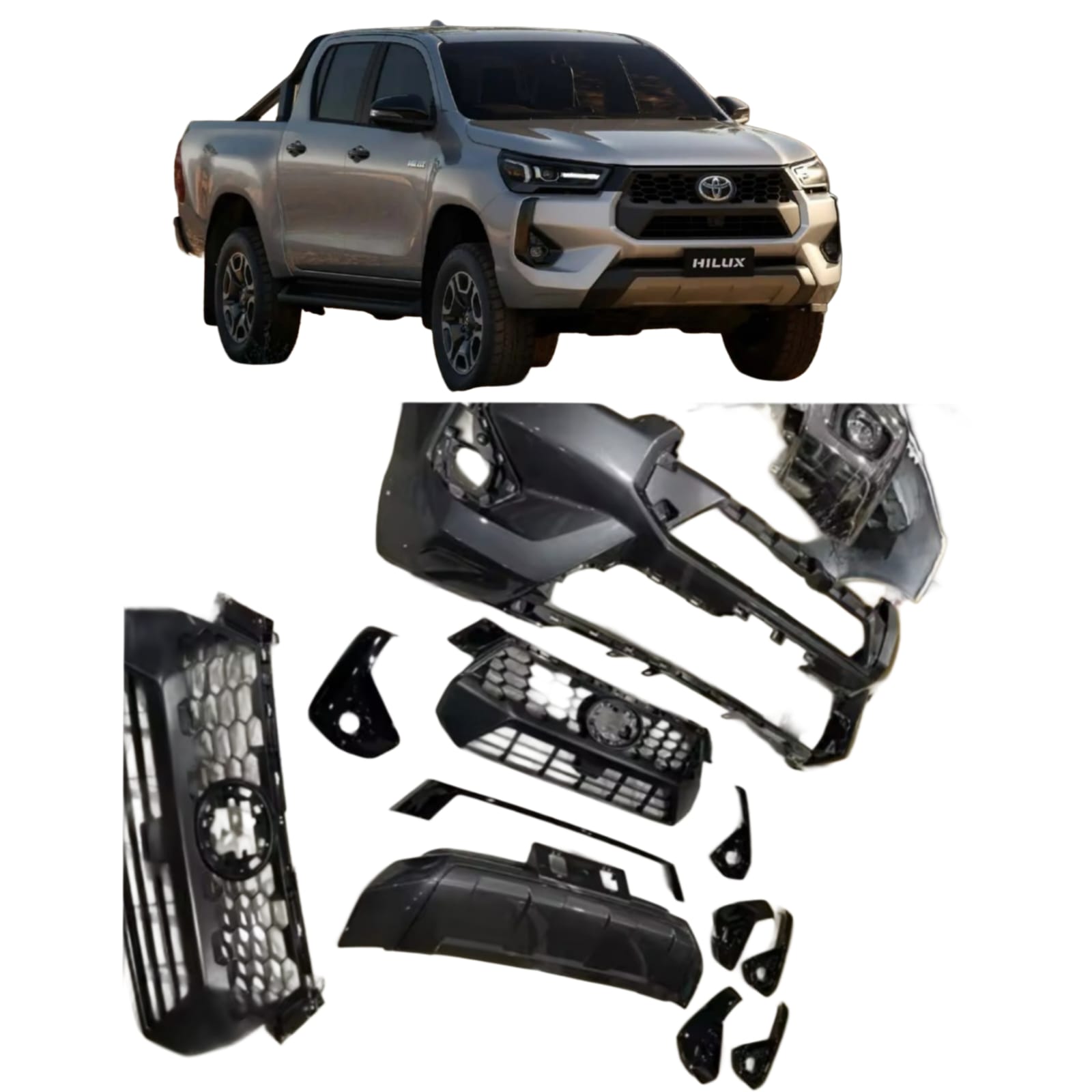 Body Kit Hilux 2016 a 2024 Versão Z Para Up 2025 Com Farol E Lanterna - Imagem 2